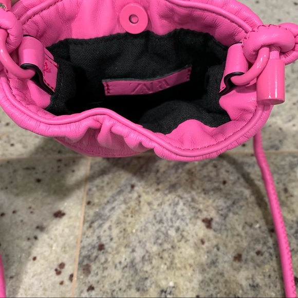 Zara Knotted Mini Bucket Bag Pink Drawstring - Picture 6 of 8